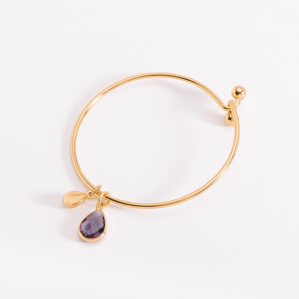 New Gold-plated bracelet with tear-shaped purple and gold charms